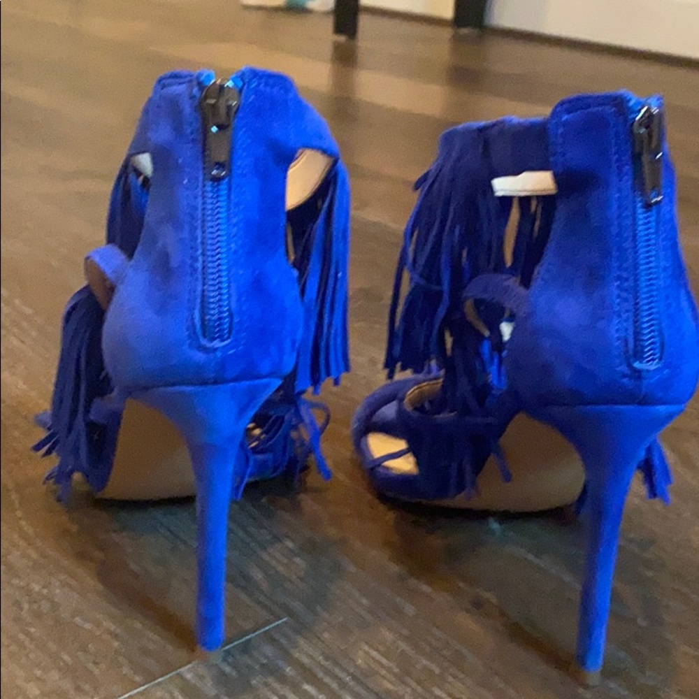 Women's Fringe Open-Toe Heels — Electric Blue - Picture 3 of 7